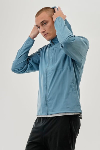 Canada Weather Gear Hooded Chest Pocket Windbreaker Lightweight Jacket - Blue - Mens Lightweight Jackets - Canada Weather Gear