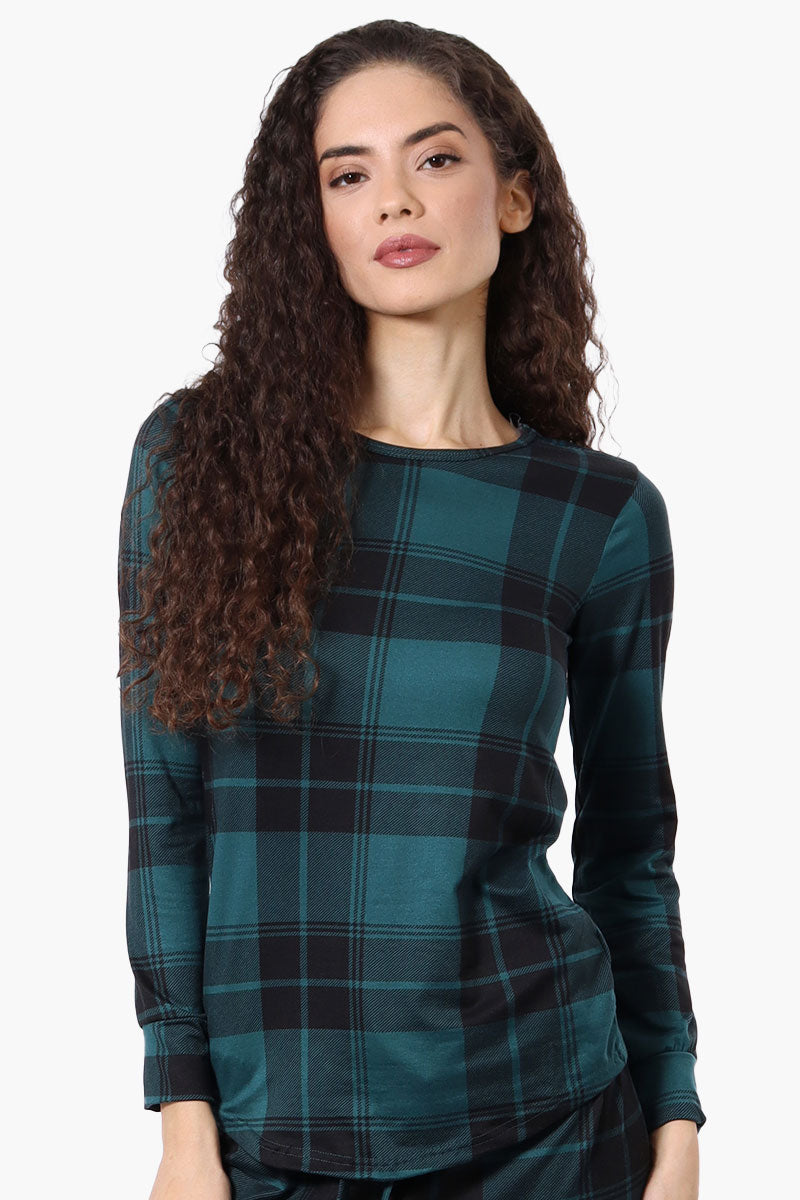 Canada Weather Gear Plaid Henley Pajama Top - Teal - Womens Pajamas - Canada Weather Gear