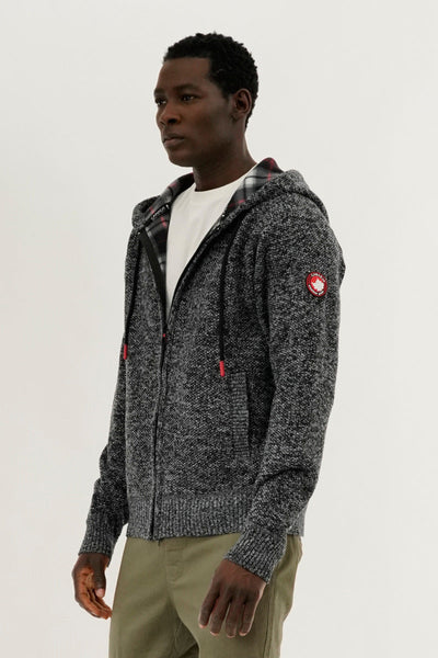 Canada Weather Gear Plaid Lined Zip Up Knit Hoodie - Black - Mens Hoodies & Sweatshirts - Canada Weather Gear
