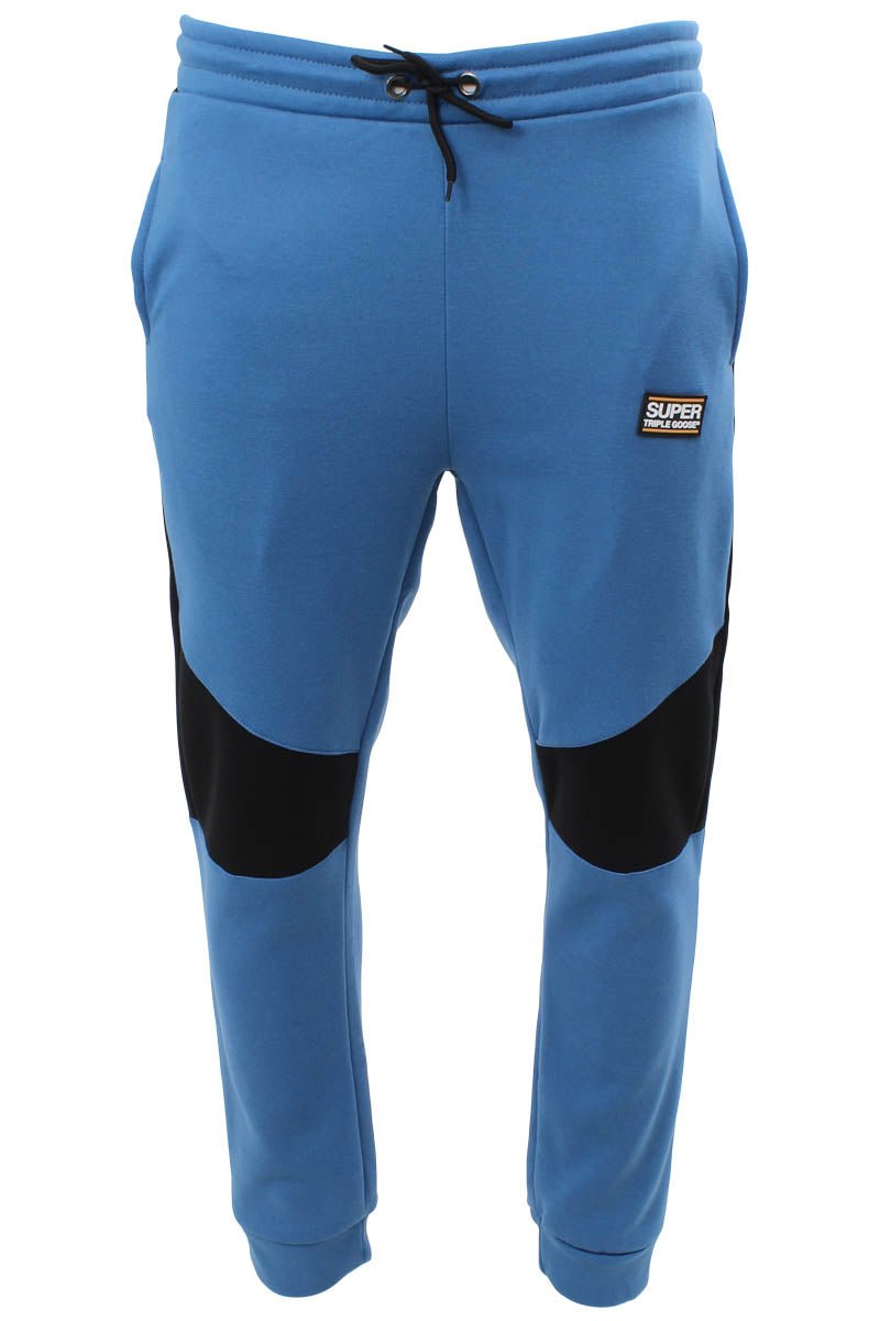 Super Triple Goose Contrast Panel Joggers - Blue - Mens Joggers & Sweatpants - Canada Weather Gear