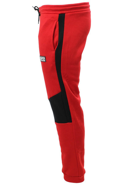 Super Triple Goose Contrast Panel Joggers - Red - Mens Joggers & Sweatpants - Canada Weather Gear