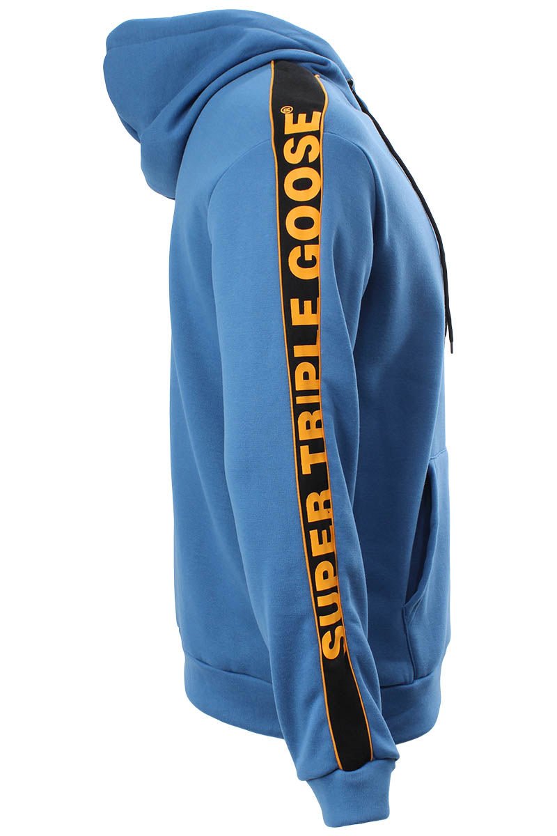 Super Triple Goose Logo Printed Sleeve Hoodie - Blue - Mens Hoodies & Sweatshirts - Canada Weather Gear