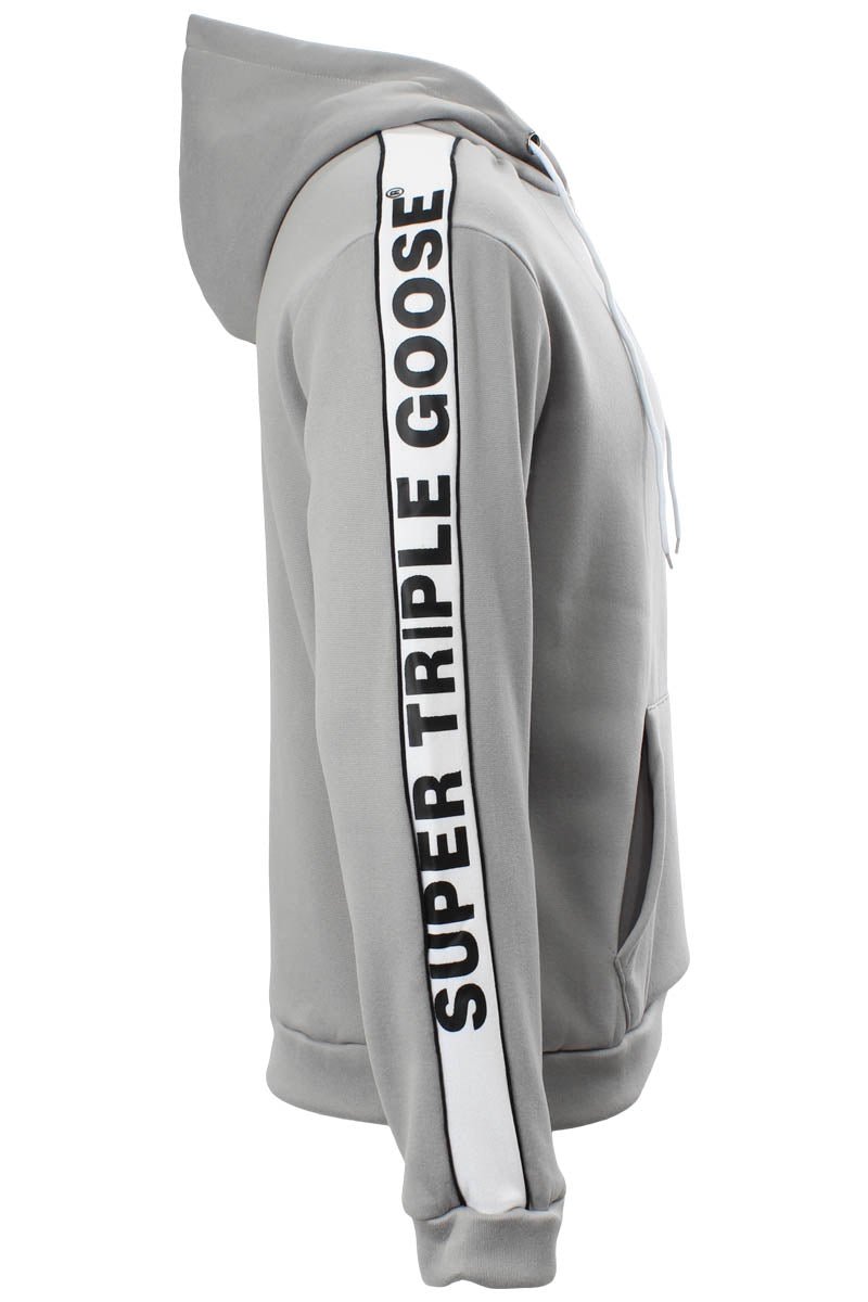 Super Triple Goose Logo Printed Sleeve Hoodie - Grey - Mens Hoodies & Sweatshirts - Canada Weather Gear
