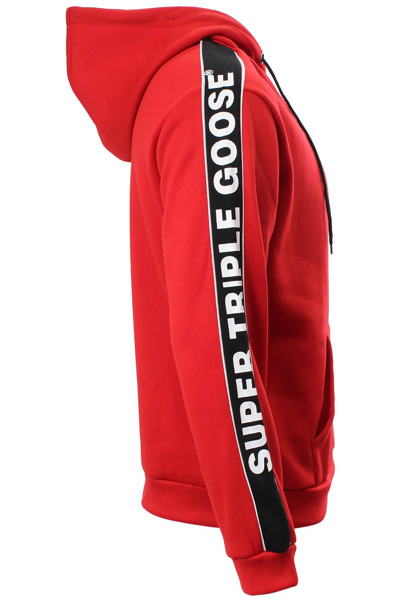 Super Triple Goose Logo Printed Sleeve Hoodie - Red - Mens Hoodies & Sweatshirts - Canada Weather Gear