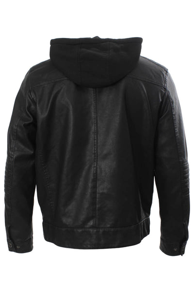 Super Triple Goose Zipper Pocket Vegan Leather Moto Jacket - Black - Mens Moto Jackets - Canada Weather Gear