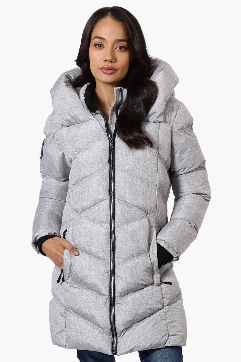 Canada Weather Gear Chevron Quilted Puffer Parka Jacket - Grey - Womens Parka Jackets - Canada Weather Gear