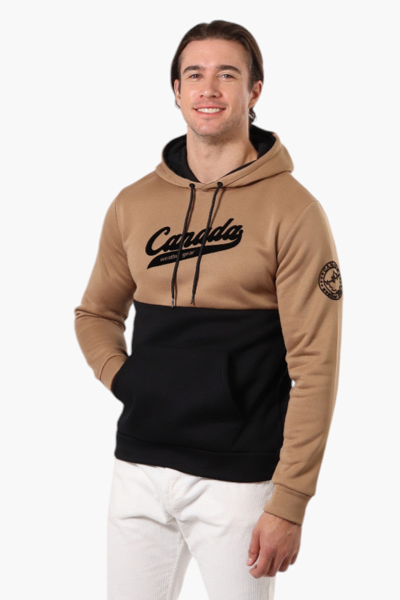 Canada Weather Gear Colour Block Chest Logo Hoodie - Brown - Mens Hoodies & Sweatshirts - Canada Weather Gear