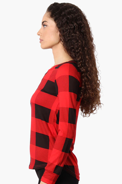 Canada Weather Gear Plaid Henley Pajama Top - Red - Womens Pajamas - Canada Weather Gear