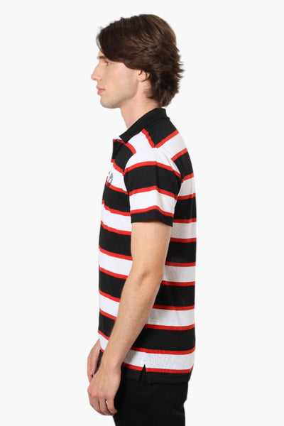 Canada Weather Gear Striped Button Up Polo Shirt - Black - Mens Polo Shirts - Canada Weather Gear