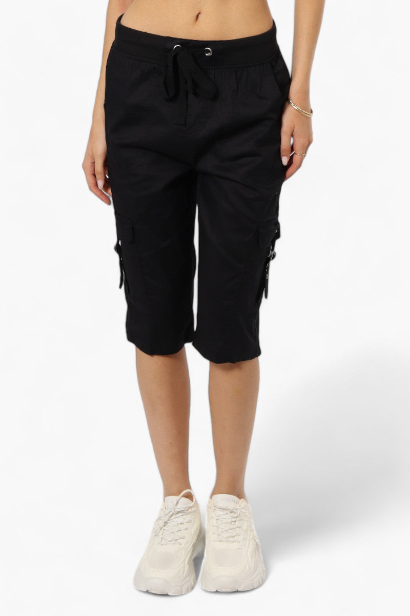 Canada Weather Gear Tie Waist Cargo Capris - Black - Womens Shorts & Capris - Canada Weather Gear