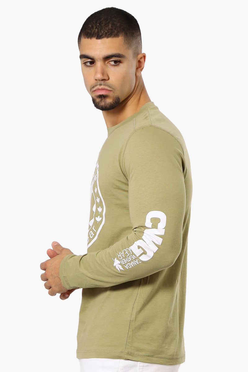 Canada Weather Gear Logo Sleeve Long Sleeve Top - Olive - Mens Long Sleeve Tops - Canada Weather Gear