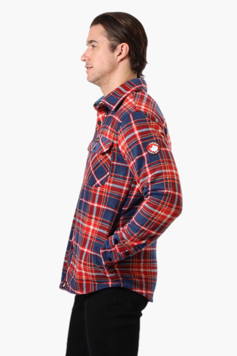 Canada Weather Gear Plaid Fleece Button Up Shacket - Navy - Mens Lightweight Jackets - Canada Weather Gear