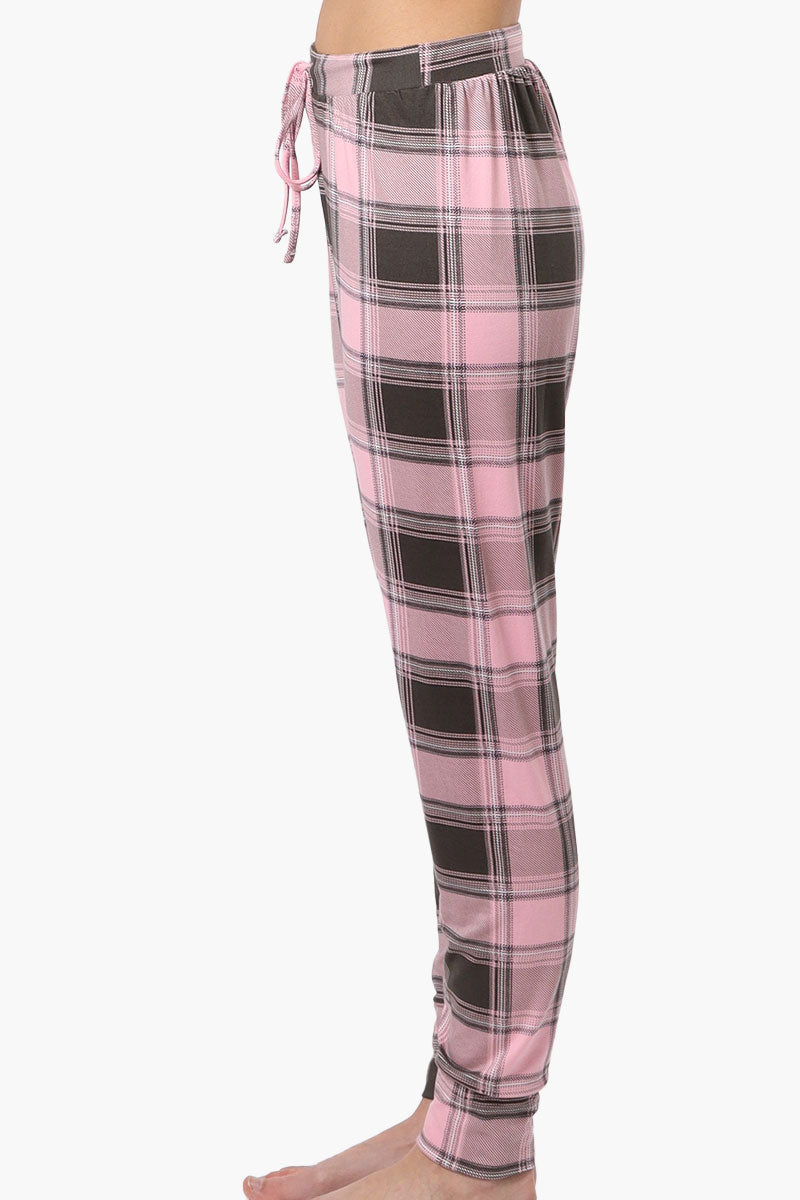 Cuddly Canuckies Plaid Jogger Pajama Pants - Pink - Womens Pajamas - Canada Weather Gear