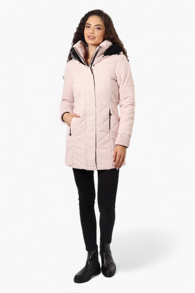 Canada Weather Gear Chevron Quilted Parka Jacket - Pink - Womens Parka Jackets - Canada Weather Gear