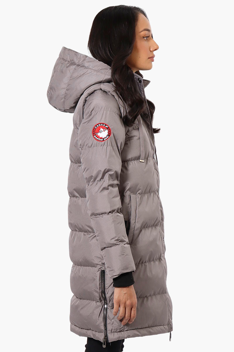 Canada Weather Gear Side Slit Puffer Parka Jacket - Grey - Womens Parka Jackets - Canada Weather Gear