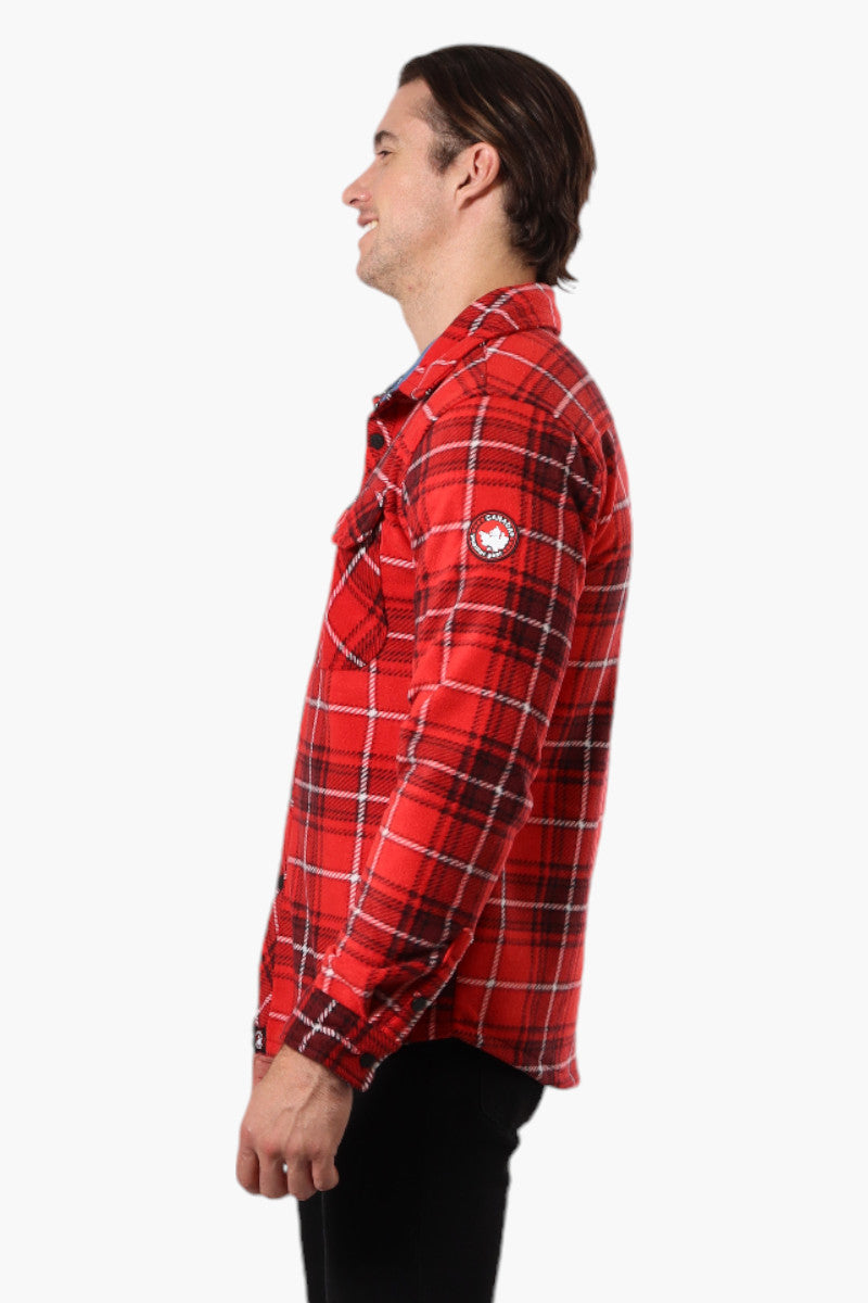 Canada Weather Gear Plaid Fleece Button Up Shacket - Red - Mens Lightweight Jackets - Canada Weather Gear