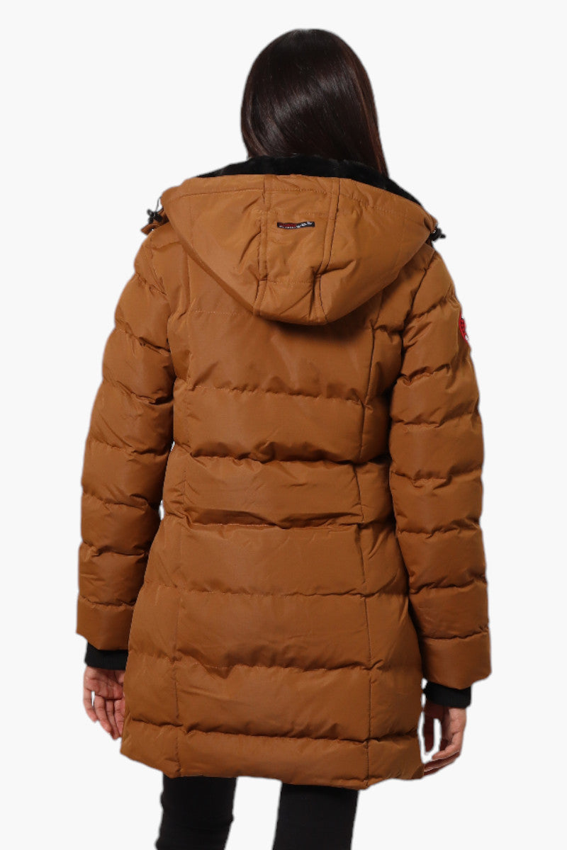 Canada Weather Gear 3/4 Length Bubble Parka Jacket - Brown - Womens Parka Jackets - Canada Weather Gear