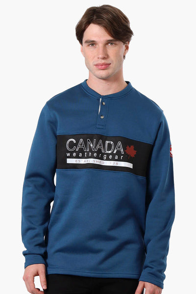 Canada Weather Gear Fleece Henley Sweatshirt - Navy - Mens Hoodies & Sweatshirts - Canada Weather Gear