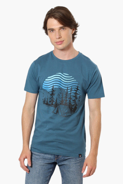 Canada Weather Gear Camping Print Tee - Blue - Mens Tees & Tank Tops - Canada Weather Gear