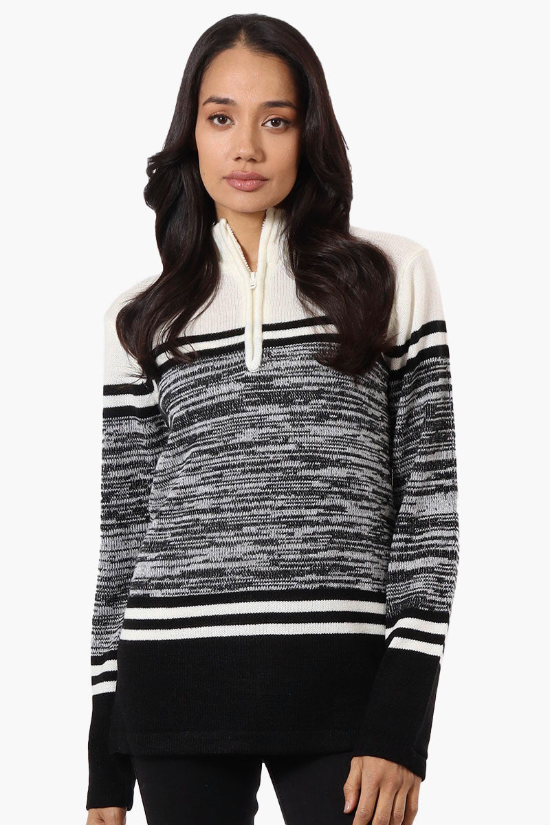 Canada Weather Gear Patterned 1/4 Zip Pullover Sweater - White - Womens Pullover Sweaters - Canada Weather Gear