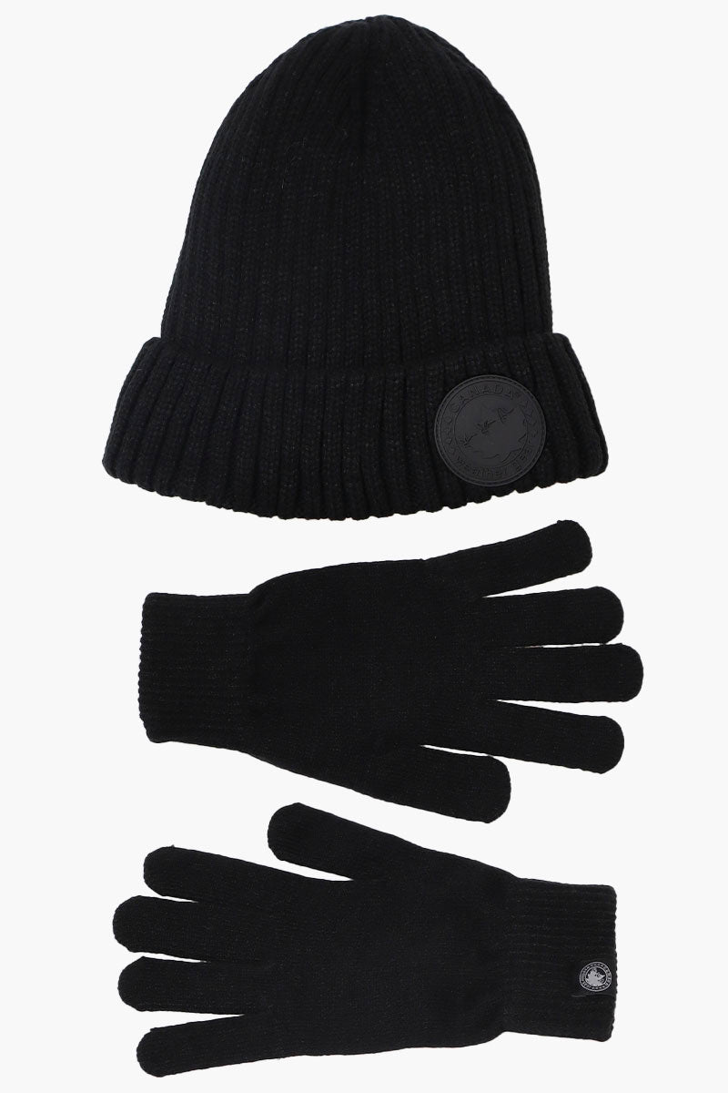 Canada Weather Gear Gloves Cuffed Beanie Hat Set - Black - Womens Hats - Canada Weather Gear