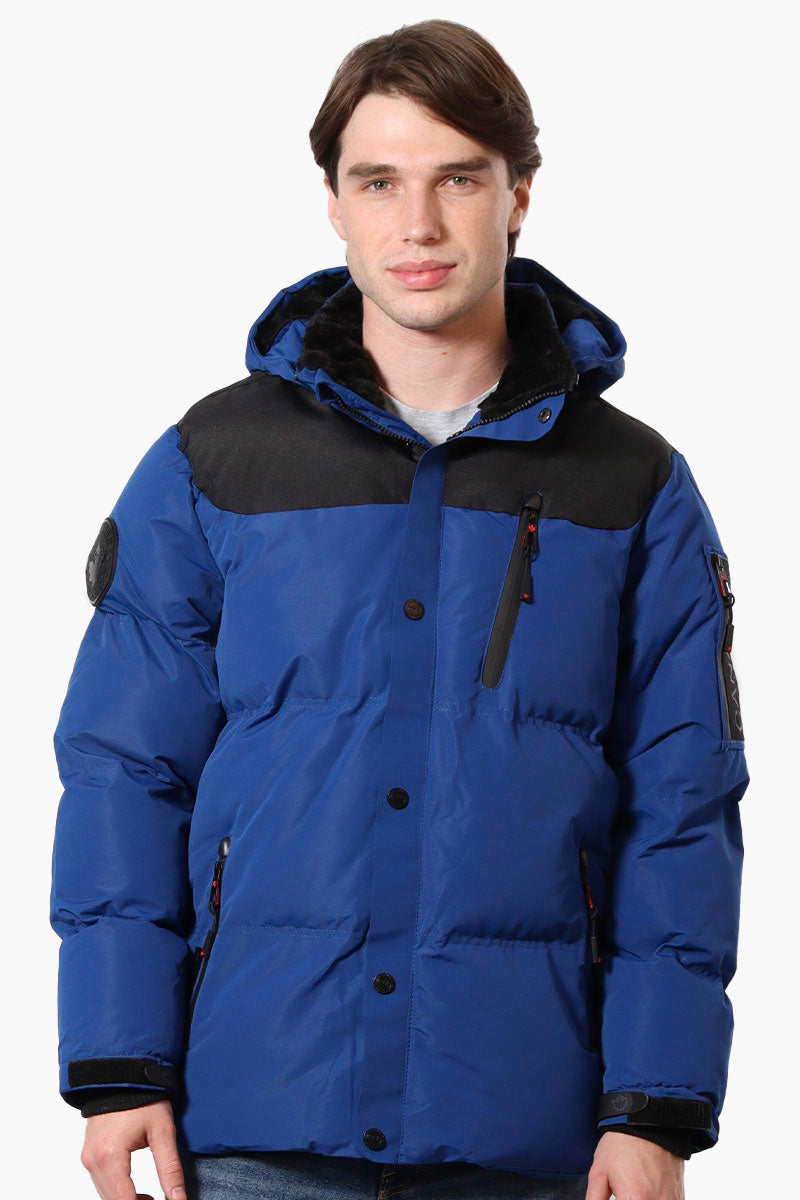 Canada Weather Gear Mouton Lined Bomber Jacket - Blue - Mens Bomber Jackets - Canada Weather Gear