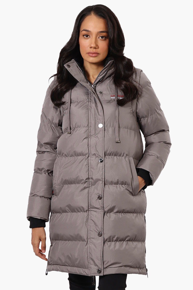 Canada Weather Gear Side Slit Puffer Parka Jacket - Grey - Womens Parka Jackets - Canada Weather Gear