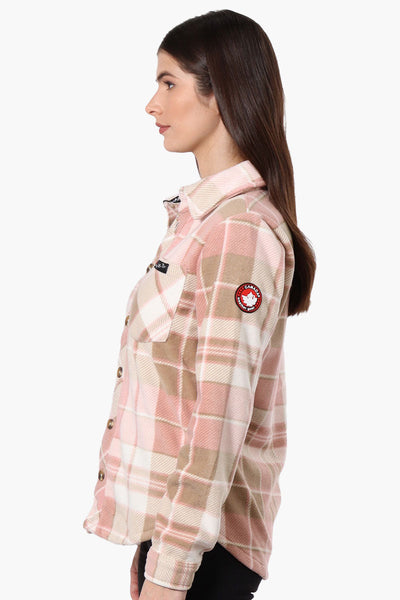 Canada Weather Gear Fleece Plaid Button Up Shirt - Pink - Womens Shirts & Blouses - Canada Weather Gear