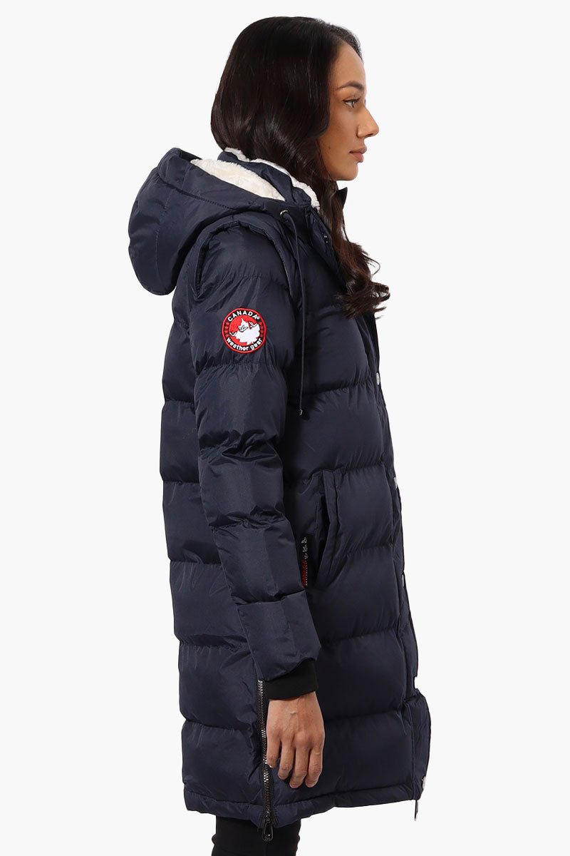 Canada Weather Gear Side Slit Puffer Parka Jacket - Navy - Womens Parka Jackets - Canada Weather Gear