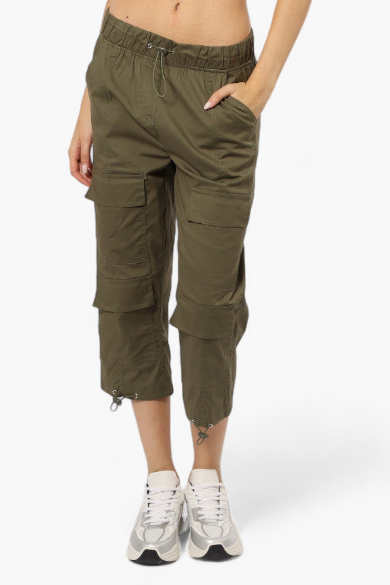 Canada Weather Gear Drawstring Cargo Capris - Olive - Womens Shorts & Capris - Canada Weather Gear