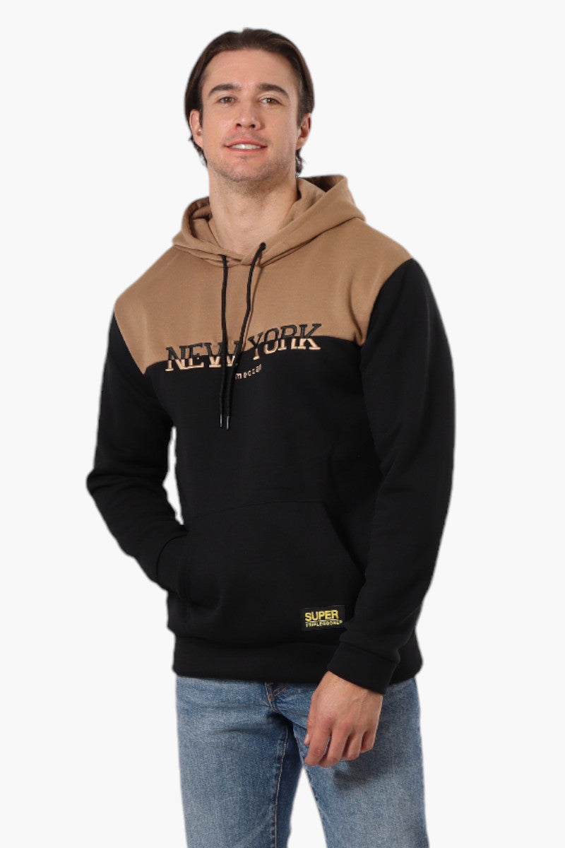 Super Triple Goose Embroidered Colour Block Hoodie - Brown - Mens Hoodies & Sweatshirts - Canada Weather Gear