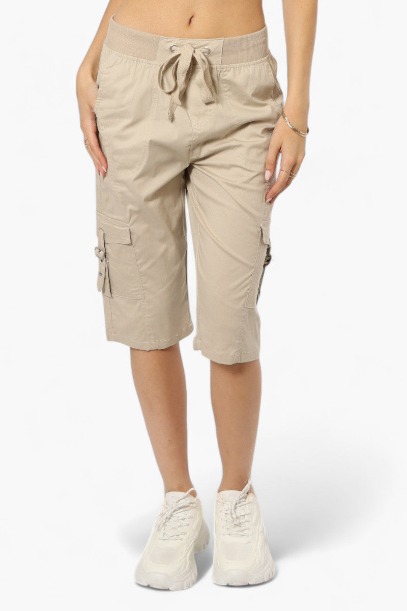 Canada Weather Gear Tie Waist Cargo Capris - Beige - Womens Shorts & Capris - Canada Weather Gear