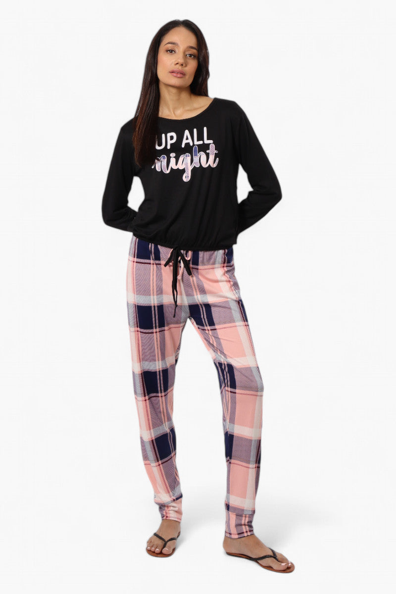 Canada Weather Gear Up All Night Print Drawstring Pajama Top - Black - Womens Pajamas - Canada Weather Gear