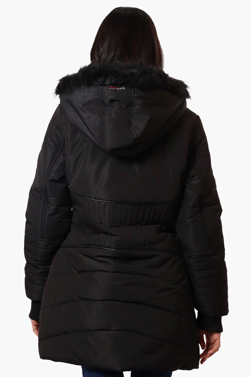 Canada Weather Gear Chevron Quilted Parka Jacket - Black - Womens Parka Jackets - Canada Weather Gear