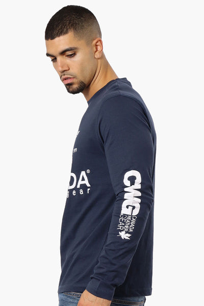 Canada Weather Gear Logo Sleeve Long Sleeve Top - Navy - Mens Long Sleeve Tops - Canada Weather Gear