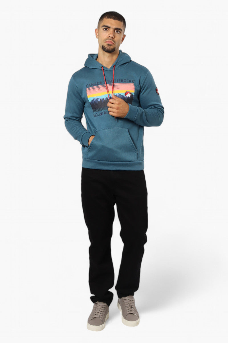 Canada Weather Gear Mountain Outfitters Print Hoodie - Teal - Mens Hoodies & Sweatshirts - Canada Weather Gear