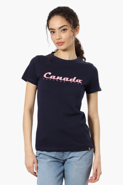 Canada Weather Gear Centre Logo Crewneck Tee - Navy - Womens Tees & Tank Tops - Canada Weather Gear