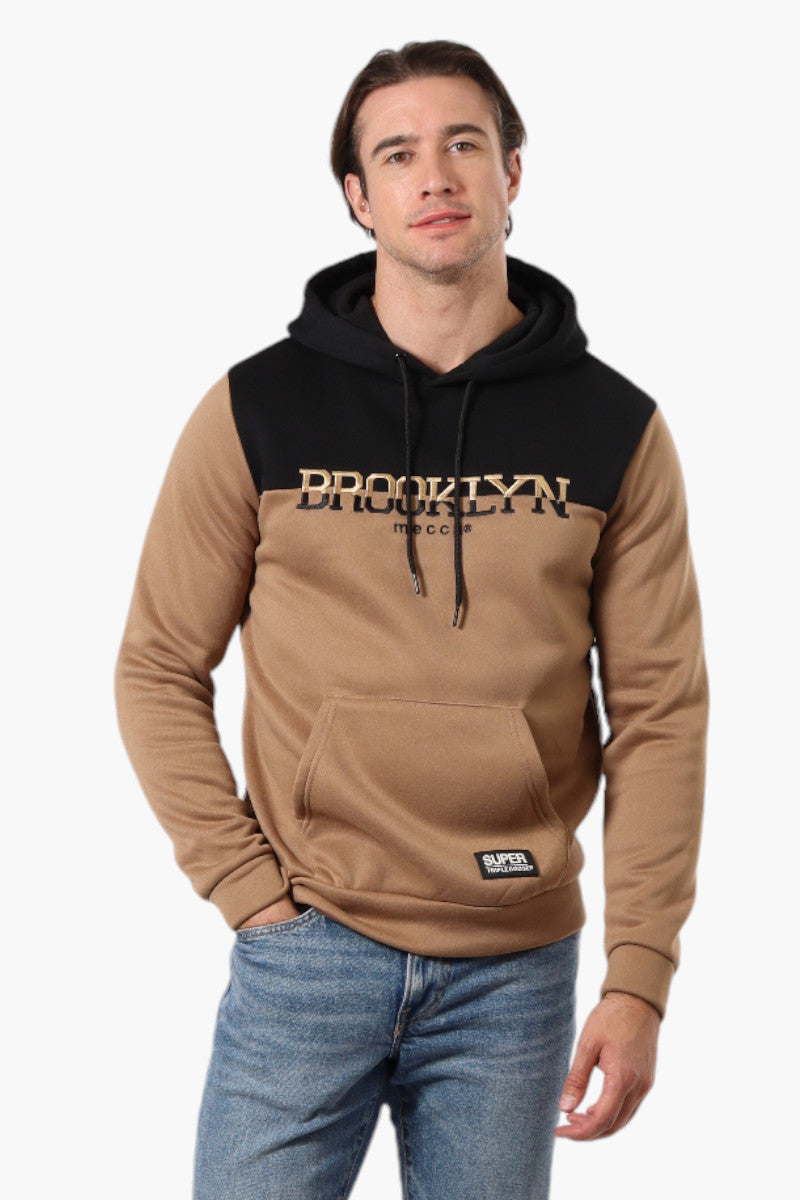 Super Triple Goose Embroidered Colour Block Hoodie - Brown - Mens Hoodies & Sweatshirts - Canada Weather Gear