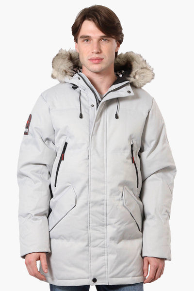 Super Triple Goose Faux Fur Twill Parka Jacket - Stone - Mens Parka Jackets - Canada Weather Gear