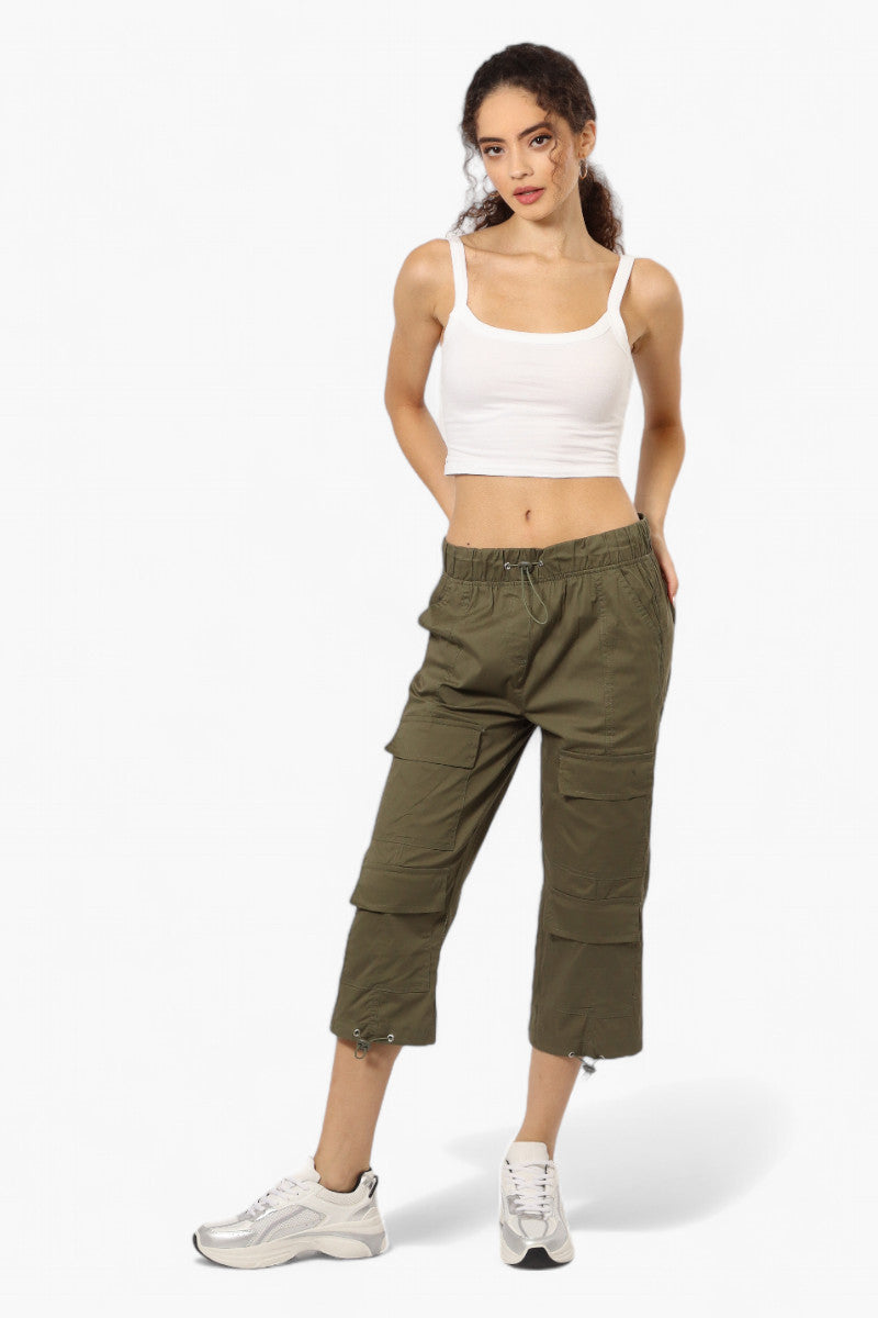 Canada Weather Gear Drawstring Cargo Capris - Olive - Womens Shorts & Capris - Canada Weather Gear