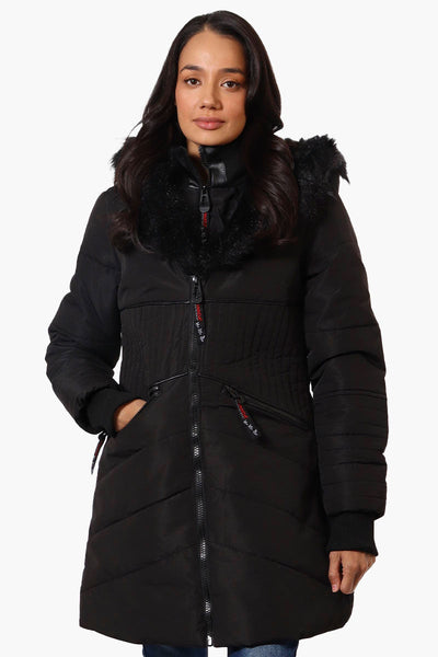 Canada Weather Gear Chevron Quilted Parka Jacket - Black - Womens Parka Jackets - Canada Weather Gear