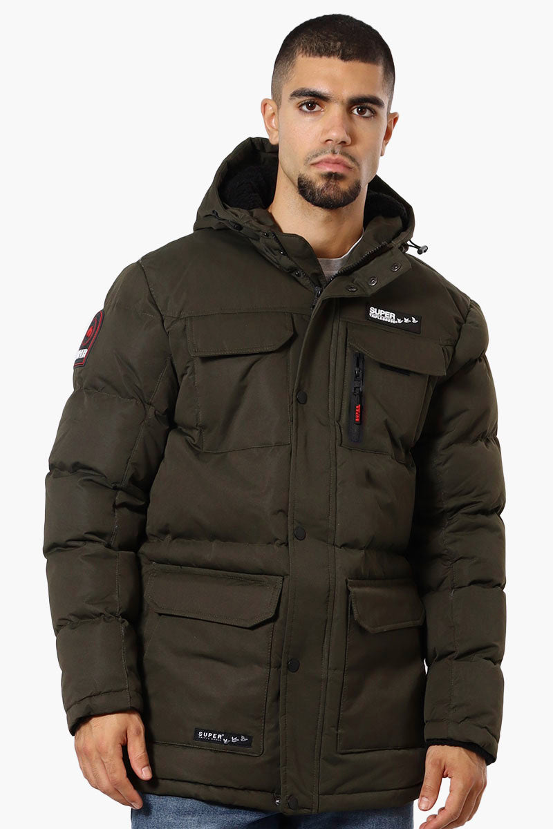 Super Triple Goose 4 Pocket Sherpa Lined Parka Jacket - Olive - Mens Parka Jackets - Canada Weather Gear