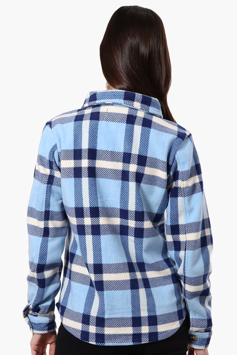 Canada Weather Gear Fleece Plaid Button Up Shirt - Blue - Womens Shirts & Blouses - Canada Weather Gear