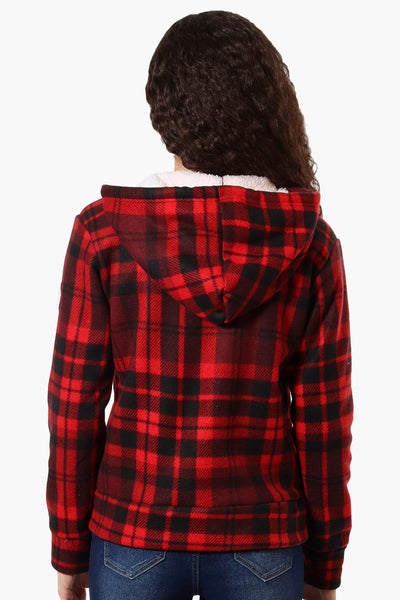 Canada Weather Gear Plaid Fleece Lined Hoodie - Red - Womens Hoodies & Sweatshirts - Canada Weather Gear