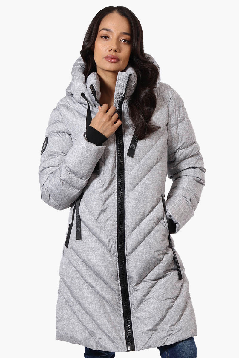 Canada Weather Gear Long Chevron Quilted Parka Jacket - Grey - Womens Parka Jackets - Canada Weather Gear