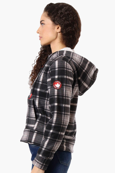 Canada Weather Gear Plaid Fleece Lined Hoodie - Black - Womens Hoodies & Sweatshirts - Canada Weather Gear