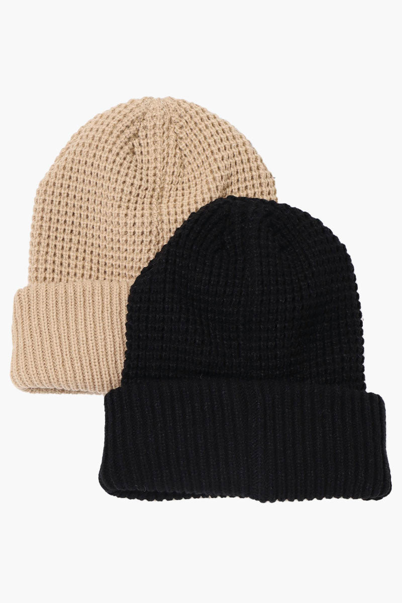 Canada Weather Gear 2 Pack Waffle Knit Hat - Beige - Mens Hats - Canada Weather Gear