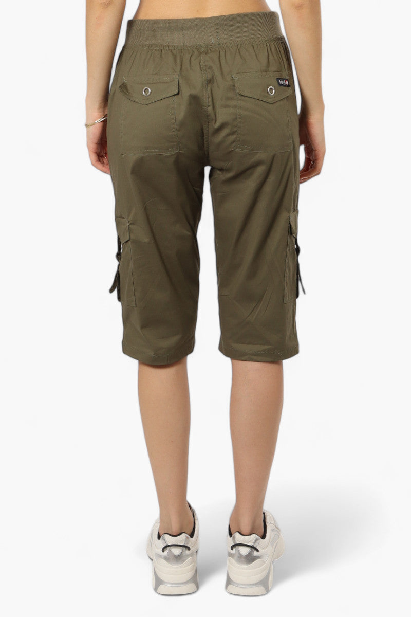 Canada Weather Gear Tie Waist Cargo Capris - Olive - Womens Shorts & Capris - Canada Weather Gear