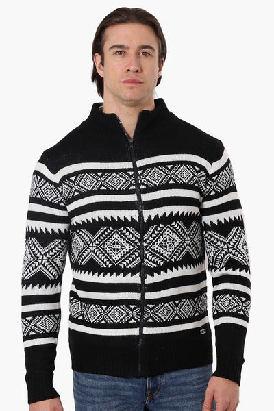 Canada Weather Gear Patterned Zip Up Pullover Sweater - Black - Mens Pullover Sweaters - Canada Weather Gear