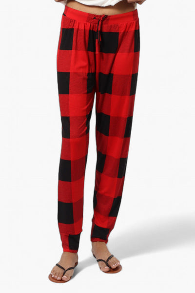 Canada Weather Gear Plaid Tie Waist Jogger Pajama Pants - Red - Womens Pajamas - Canada Weather Gear